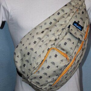 KAVU Original Canvas Rope Bag Sling Pack Trees Pattern Adjustable Rope Strap